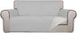 PureFit Reversible Quilted Sofa Cover, Water Resistant Slipcover Furniture Protector, Washable Couch Cover with Non Slip and Elastic Straps for Kids, Dogs, Pets (Oversized Loveseat, Light Gray/Ivory)