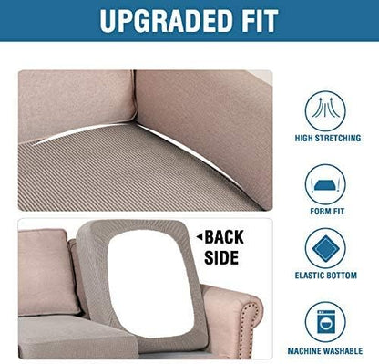 H.VERSAILTEX Stretch Couch Cushion Covers Individual Seat Sofa Chair Slipcovers Cushion Protector Cover Featuring Jacquard Textured Twill Fabric(1 Cushion Chair Cover, Taupe)