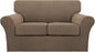 Turquoize 3 Piece Sofa Covers for 2 Cushion Couch Sofa Slipcover Soft Couch Cover for Dogs-Washable Sofa Furniture Cover with 2 Individual Cushion Covers, Thick Jacquard Fabric (Loveseat, Macchiato)