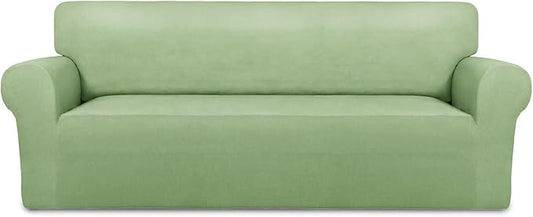 PureFit Super Stretch Sofa Slipcover – Spandex Non Slip Soft Couch Sofa Cover, Washable Furniture Protector with Non Skid Foam and Elastic Bottom for Kids, Pets （Oversized Sofa, Sage Green）