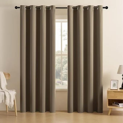 Joydeco Blackout Curtains for Bedroom 108 inch Long 2 Panels, Thermal Insulated Room Darkening Curtains with Grommets, Soft Window Drapes for Living Room (W52 x L108 Inch, Khaki)