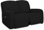 PureFit Super Stretch Loveseat Recliner Sofa Couch Cover with Pocket – 2 Seats Non Slip Soft Sofa Slipcover, Washable Reclining Furniture Protector for Kids, Pets (Recliner Loveseat, Black)