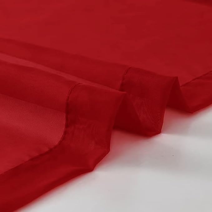 SpaceDresser Christmas Red Sheer Curtains 4 Panels Rod Pocket Semi-Sheer Curtain 84 Inches Long Light Filtering Voile Window Drapes for Bedroom Living Room Kitchen, Each 52W x 84L