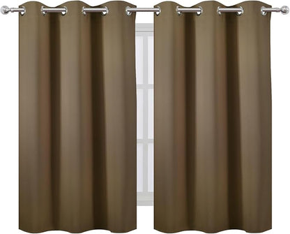 LEMOMO Brown Blackout Curtains 42 x 54 Inch Length Set of 2 Panels Grommet Bedroom Curtains for Living Room