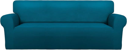 PureFit Super Stretch Sofa Slipcover – Spandex Non Slip Soft Couch Sofa Cover, Washable Furniture Protector with Non Skid Foam and Elastic Bottom for Kids, Pets （Sofa, Peacock Blue）