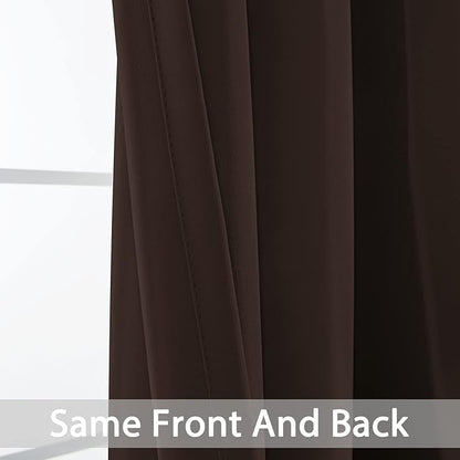 Yakamok Blackout Curtains for Bedroom 2 Panels Set 108 Inch Length Thermal Insulated Room Darkening Dark Black Out Drapery Grommet Window Treatments Drapes for Living Room, 52x108, Chocolate Brown