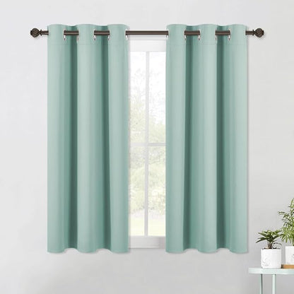 NICETOWN Blackout Curtain Panels for Bedroom, 2 Panels, Aqua Blue, W42 x L40-inch, Thermal Insulated Grommet Top Blackout Draperies and Drapes for Basement