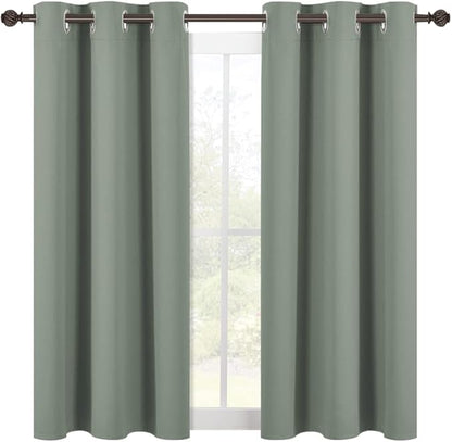 NICETOWN Modern Blackout Curtains Noise Reducing, Thermal Insulated and Privacy Room Darkening Drape Panels for Boy's Guest Room Door Small Short Window (Greyish Green, 2 Panels, W42 x L54 -Inch)