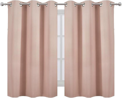 LEMOMO Blush Blackout Curtains/38 x 54 Inch/Set of Two Panels Grommet Living Room Curtains