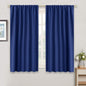RYB HOME Blackout Curtains for Bedroom Living Room 63 inches Long, Thermal Insulated Privacy Rod Pocket Drapes for Nursery Office Home Theater, Width 42 by Length 63, Marine Blue, 2 Panels