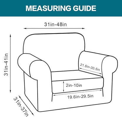 Turquoize 2 Piece Chair Covers Armchair Slipcovers for Living Room Armchair Sofa Cover with Individual Cushion Covers Feature Jacquard Fabric (Chair, Loden Frost)
