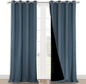 NICETOWN 100% Blackout Curtains for Windows, Pack of 2, Smoky Blue, 52" W x 120" L, Super Heavy-Duty Black Lined Total Darkness Drapes for Bedroom, Privacy Assured Window Treatment for Patio