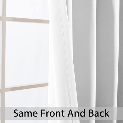 Yakamok Blackout Curtains Room Darkening Thermal Insulated Window Panels,Solid Grommet Top Drapes for Bedroom/Living Room(62Wx96L, Pure White, 2 Panels)