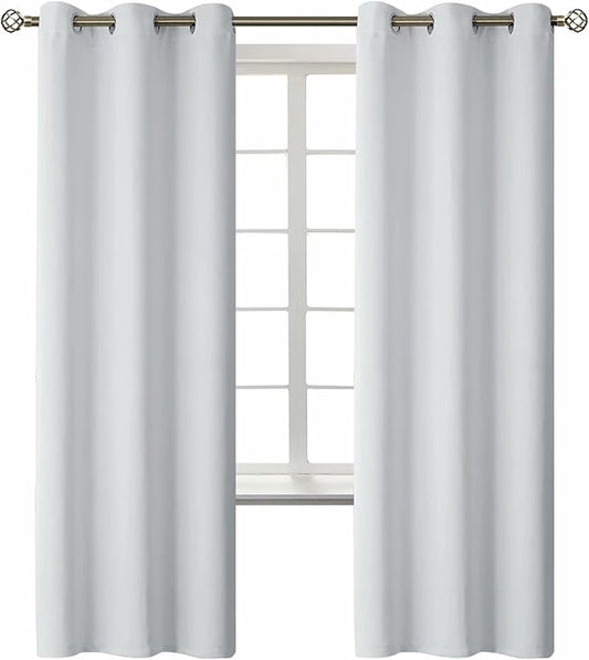 BGment Room Darkening Curtains 72 Inches Long - Grommet Thermal Insulated Drapes Window Treatment Curtains for Bedroom, 2 Panels, 42 x 72 Inch, Greyish White