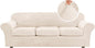H.VERSAILTEX High Stretch Sofa Slipcover 4 Piece Cover Velvet Furniture Protector Form Fit Thick Velvet Extra Large Sofa Cover for 3 Cushion Couch Width Up to 97 Inch (Large Sofa, Cream)