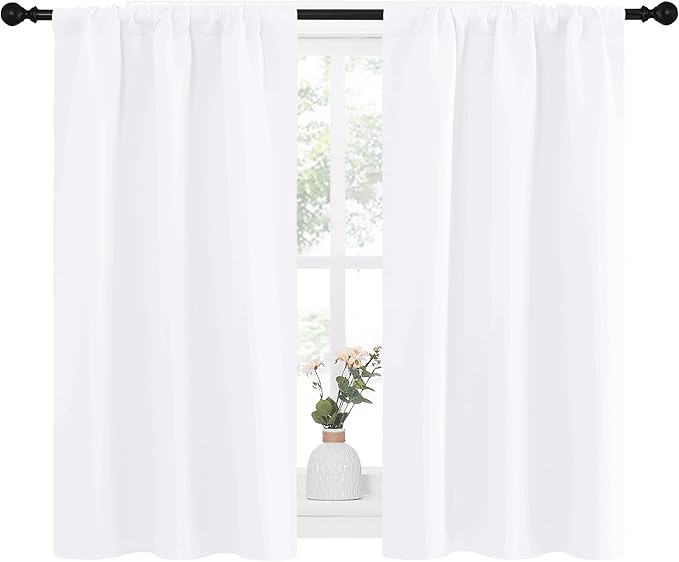 NICETOWN White Curtains for Kitchen Window, Home Decoration Light Filtering Curtains & Drapes for Small Window (34 in x 45 in (W x L), 1 Pair)