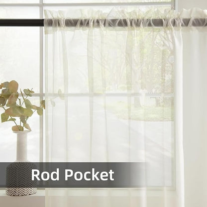 youleyar Solid Sheer Rod Pocket Curtain Voile Draperies 2 Panels Ivory Beige Black Grey Coffee 60 Inch Width 96 Inch Long 1 Pair for Kitchen Bedroom Children Living Room Yard(Ivory,60Wｘ96L)