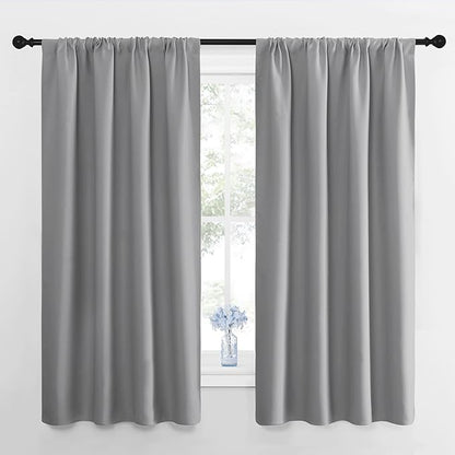 NICETOWN Blackout Curtains Panels for Window - Thermal Insulated Rod Pocket Blackout Drapes/Draperies for Living Room (2 Panels, W42 x L63 inches, Silver Grey)