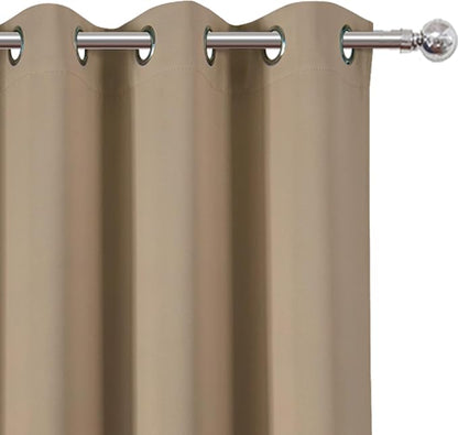 LEMOMO Natural Blackout Curtains/38 x 54 Inch/Set of Two Panels Grommet Living Room Curtains