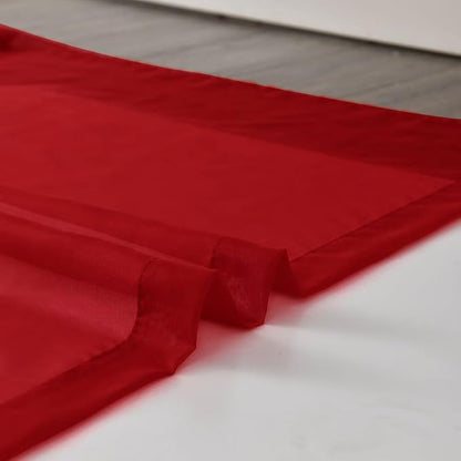 SpaceDresser Sheer Voile Window Treatment Rod Pocket Curtain Panels for Kitchen Bedroom Living Room Drapes Sunlight Filtering Privacy Semi Home Decor Assorted Colors Sizes (Christmas Red, 52 W x 90 L)