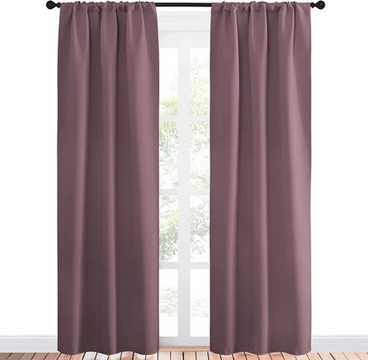 NICETOWN Room Darkening Curtains for Bedroom - Home Decoration Privacy Protection Thermal Insulated Solid Drapes/Draperies for Sliding Glass Door (Dry Rose, Set of 2, 34 x 84 inches)