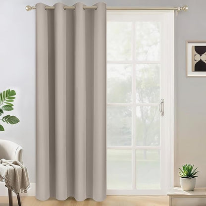 Yakamok Wide Thermal Blackout Patio Door Curtain Panel, Natural Grommet Sliding Door Insulated Curtains, Extra Wide Curtains for Sliding Glass Door, Natural, W52 x L84, 1 Panel