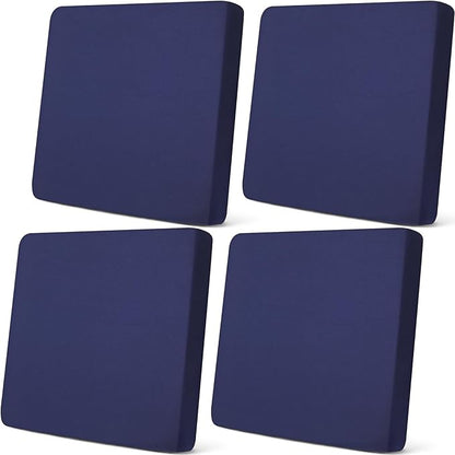 Newwiee Set of 4 Stretch Patio Cushion Covers Sofa Couch Seat Chair Slipcovers Cushion Cover Replacement Furniture Protector for Pets Washable(Navy Blue,Seat Cover,Solid)