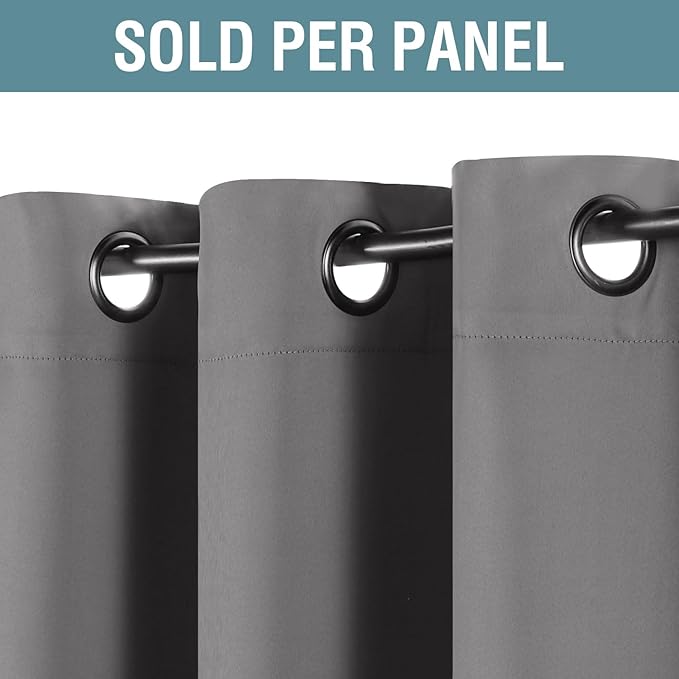 H.VERSAILTEX Premium Blackout Bedroom Curtains 84 Inches Long Gray Curtain Window Panel Drapes Room Darkening for Living Room, Grommet Curtains for Door - (Bluish Gray Color) - 1 Panel, 52'W x 84'L