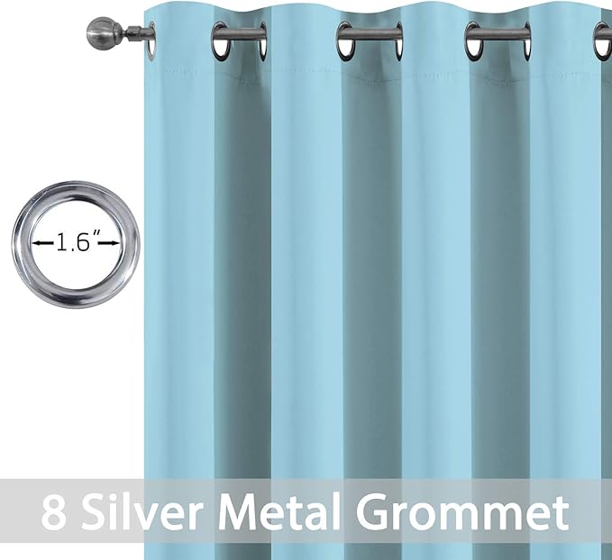 Yakamok Blackout Curtains for Bedroom,Thermal Insulated Grommet Top Drapes for Living Room,Sky Blue,52x84 Inch, 2 Panels
