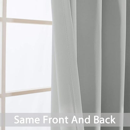 Yakamok Blackout Curtains Room Darkening Thermal Insulated Grommet top Window Curtains for Living Room, 52Wx108L Inch, Light Grey, Set of 2