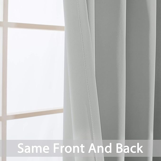 Yakamok Blackout Curtains Room Darkening Thermal Insulated Grommet top Window Curtains for Living Room, 52 x 72 Inch, Light Grey, Set of 2
