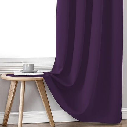 ChrisDowa 100% Blackout Curtains 120 inch Long for Bedroom with Black Liner, 2 Thick Layers Total Blackout Thermal Insulated Grommet Long Window Curtains 2 Panels Set (Royal Purple, 52 x 120 Inch)