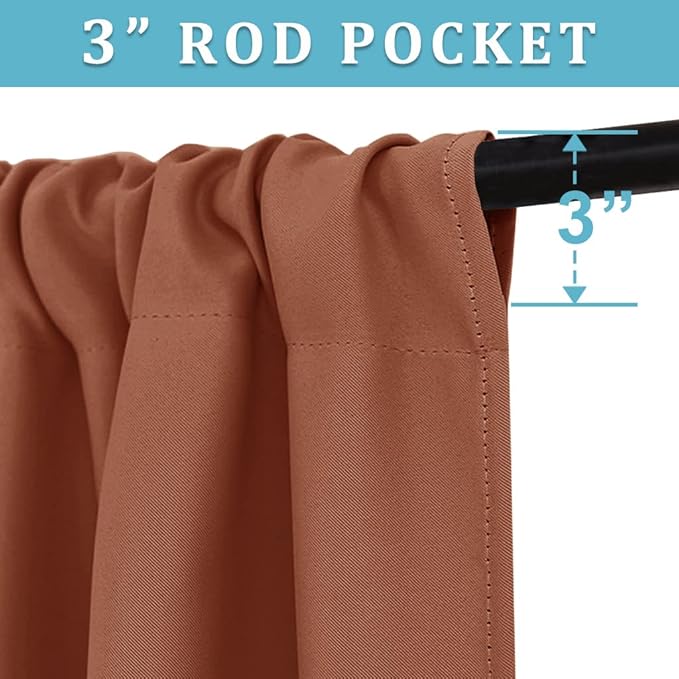 RYB HOME Cafe Blackout Curtains 24 inch Length, RV Curtains for Camper Windows, Mini Short Small Insulating Light UV Blocking Privacy Half Window Tiers, Width 42 by Length 24, Burnt Orange, 2 Panels