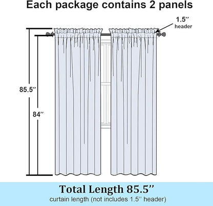 Simplebrand Cream Sheer Curtains 84 Inches Long 2 Panels, Light Filtering Rod Pocket Solid Color Window Sheer Curtain Panels, Elegant Curtains & Drapes for Living Room, Bedroom (Cream, 42" W x 84" L)