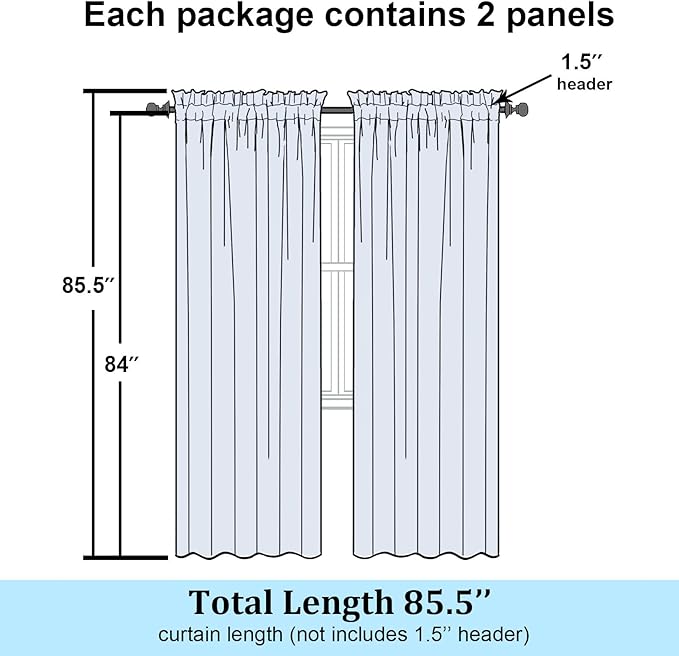 Simplebrand Lime Sheer Curtains 84 Inches Long, Light Filtering Rod Pocket Solid Color Window Sheer Curtain Panels, Elegant Curtains & Drapes for Living Room, Bedroom 2 Panels (Lime, 42" W x 84" L)
