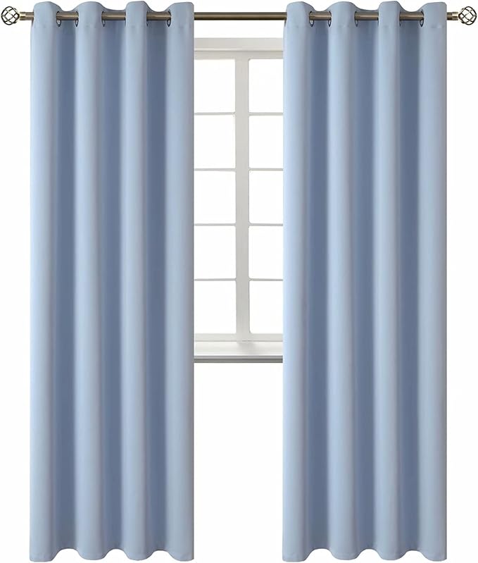 BGment Blackout Curtains for Living Room - Grommet Thermal Insulated Room Darkening Curtains for Bedroom, 2 Panels of 52 x 84 Inch, Spa Blue