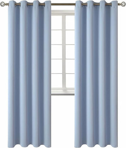 BGment Blackout Curtains for Living Room - Grommet Thermal Insulated Room Darkening Curtains for Bedroom, 2 Panels of 52 x 84 Inch, Spa Blue