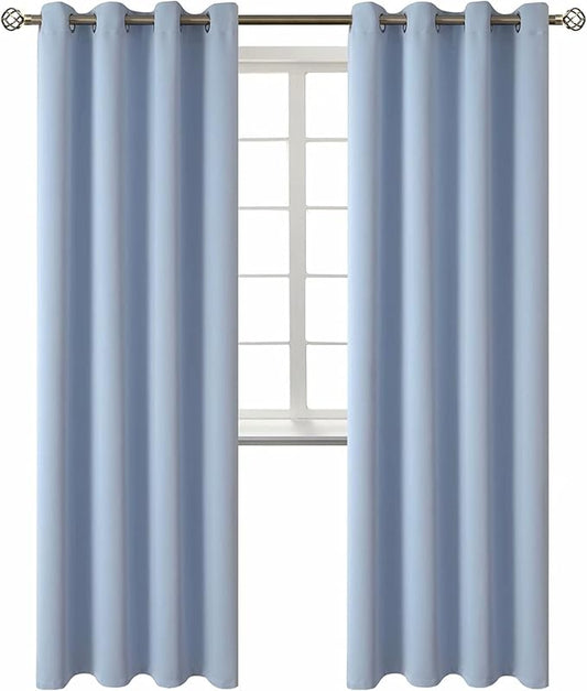 BGment Blackout Curtains for Living Room - Grommet Thermal Insulated Room Darkening Curtains for Bedroom, 2 Panels of 52 x 84 Inch, Spa Blue