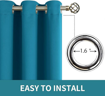 BGment Blackout Curtains - Grommet Thermal Insulated Room Darkening Bedroom and Living Room Curtains, Set of 2 Panels (52 x 63 Inch, Peacock Blue)