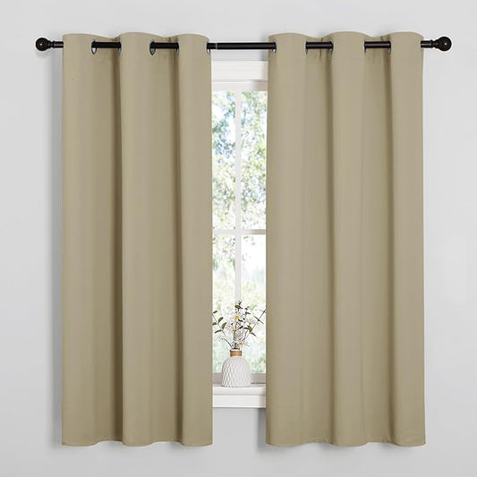 NICETOWN Thermal Insulated Grommet Room Darkening Curtains/Draperies/Panels for Bedroom (Cocoa Eggnog, 2 Panels, W42 x L63 inches)