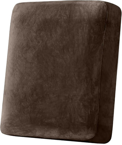 Couch Cover Stretch Velvet Sofa Cushion Cover 1-Piece - Elastic Washable Slipcover for Seat or Backrest, Couch Seat Covers for Sofas (Coffee)