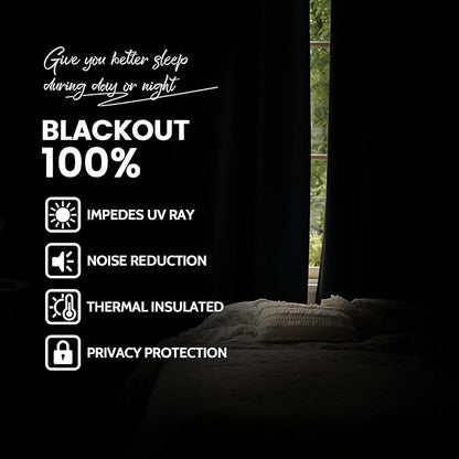 Yakamok Black Room Darkening 100% Blackout Curtains Grommet Extra Wide Window Treatment with 2 Thick Layers-Thermal Insulated Drape 1 Panel for Living Room Patio Door 100 by 84 Inches Length