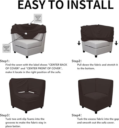 Easy-Going Stretch Sectional Corner Sofa Slipcover 1-Piece Couch Sofa Cover Furniture Protector Soft with Elastic Bottom for Kids, Pet, Spandex Jacquard Fabric Chocolate