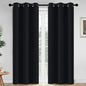 Yakamok 84 Inch Length Blackout Curtains for Bedroom, Thermal Insulated Room Darkening Grommet Top Window Drapes for Living Room,Black,42W x 84L,2 Panels