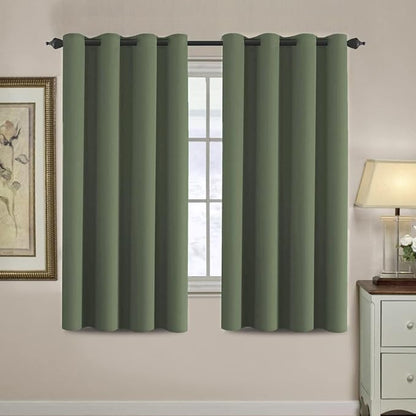 H.VERSAILTEX Blackout Curtain for Living Room Thermal Insulated Window Treatment Curtain Extra Long 63 inch Length Energy Saving Solid Grommet Top Blackout Drape, One Panel, Bronze Green, 52"W x 63"L
