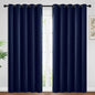Yakamok Blackout Curtains Room Darkening Thermal Insulated Window Panels,Solid Grommet Top Drapes for Bedroom/Living Room(62Wx96L, Navy Blue, 2 Panels)