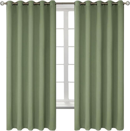 BGment Room Darkening Curtains 63 Inches Long - Grommet Thermal Insulated Drapes Window Treatment Curtains for Bedroom, 2 Panels, 70 x 63 Inch, Grass Green