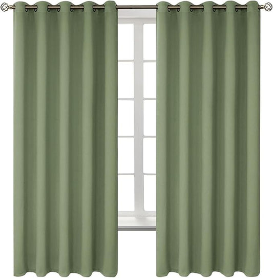 BGment Room Darkening Curtains 63 Inches Long - Grommet Thermal Insulated Drapes Window Treatment Curtains for Bedroom, 2 Panels, 70 x 63 Inch, Grass Green