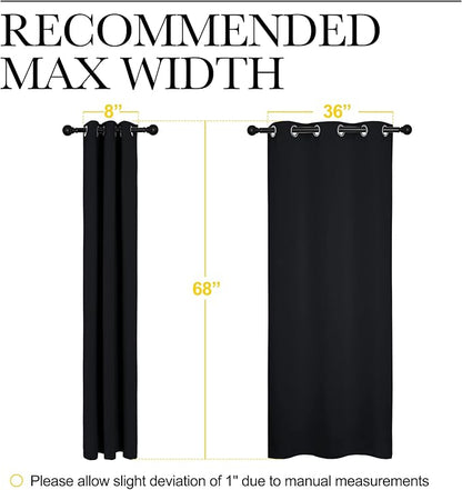 NICETOWN Bathroom Blackout Thermal Curtains and Drapes, Black Solid Thermal Insulated Grommet Blackout Drapery Panels for Window (2 Panels, 42 inches Wide by 68 inches Long, Black)