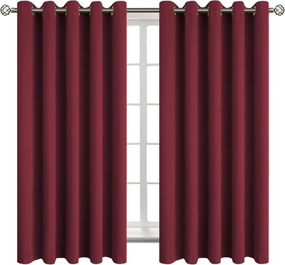 BGment Blackout Curtains for Bedroom - Grommet Thermal Insulated Room Darkening Curtains for Living Room, Set of 2 Panels (70 x 63 Inch, Burgundy)